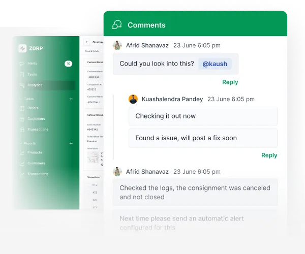 Interact and collaborate with your team using comments